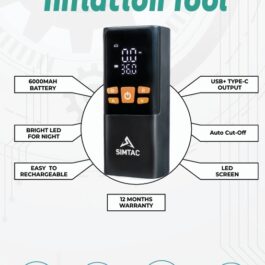 SIMTAC PORTABLE TYRE INFLATOR 6000 MAH WITH ORANGE BUTTONS