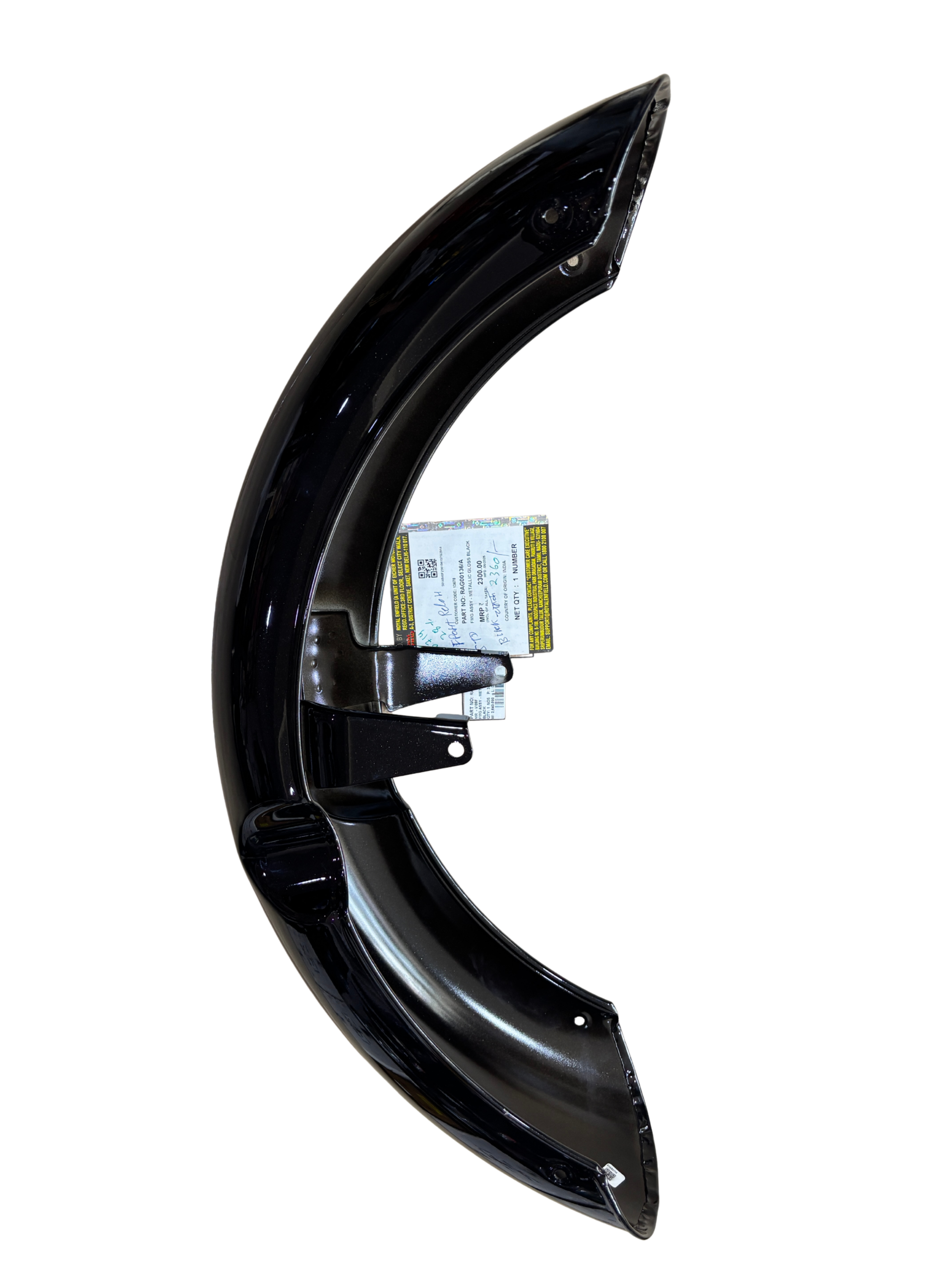 1fcb47dc-931b-4f4e-9924-8a5c26e1b851 - laxmiautocare.com Close-up of a glossy black car fender curved around a wheel well with a printed label tucked into it