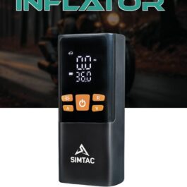 SIMTAC PORTABLE TYRE INFLATOR 6000 MAH WITH ORANGE BUTTONS