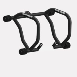 Pair of black Moto Torque motorcycle frame sliders with mounting brackets for engine protection