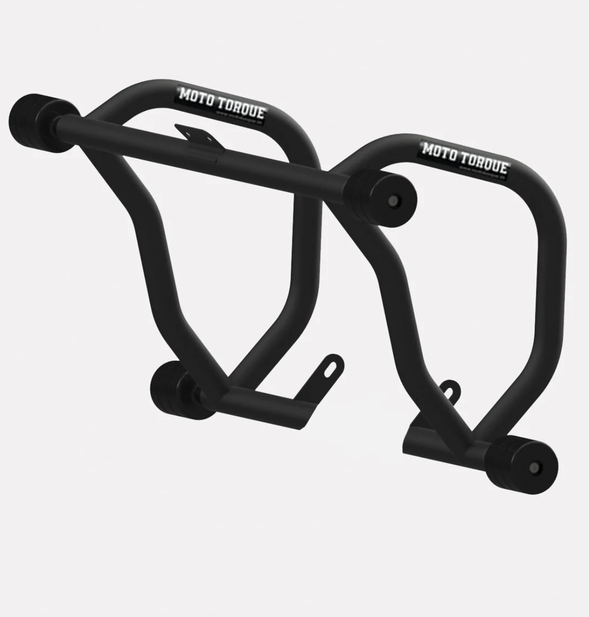 Screenshot - laxmiautocare.com Moto Torque motorcycle maintenance stand with two curved arms and a central bar for support during maintenance.