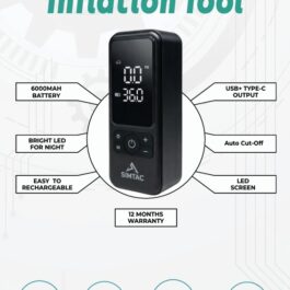 SIMTAC PORTABLE TYRE INFLATOR 6000 MAH WITH BLACK BUTTONS