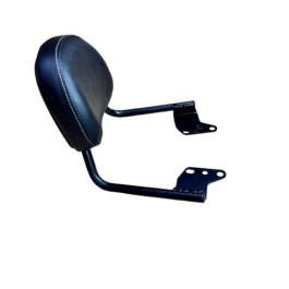 139da29a-4b2d-4955-92c7-6a8aafaba6dc - laxmiautocare.com Blue leather car headrest cushion with metal mounting bracket against a black background, viewed from side.