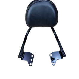 d5c52aed-5eec-4618-a30c-458792304001 - laxmiautocare.com Blue padded backrest/seat cushion with white stitching, supported by two angled metal legs.