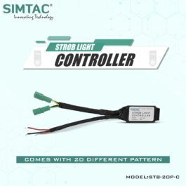 Screenshot - laxmiautocare.com SIMTAC strobe light controller with wiring harness and 20 pattern options